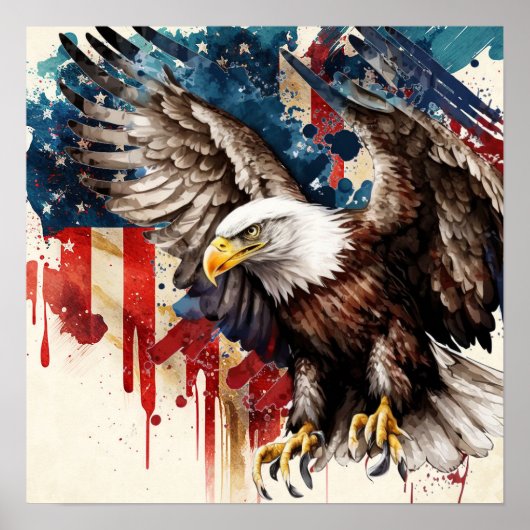 American Eagle mit US-Flagge Poster (Vorne)