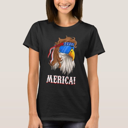American Eagle Mullet Merica Amerikanische Unabhän T-Shirt (Vorderseite)