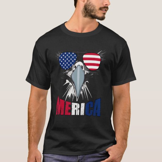 American Eagle Mullet Merica Amerikanische Unabhän T-Shirt (Vorderseite)