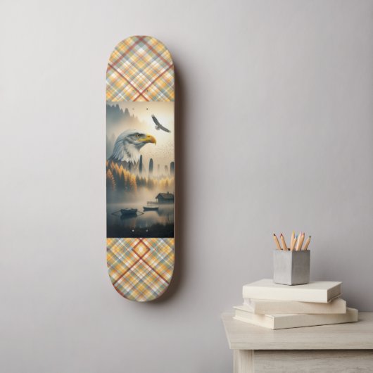 American Eagle Nature Plaid Skateboard (Wandkunst)