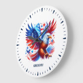 American Eagle Patriotic Design Red White Blue Große Wanduhr (Winkel)