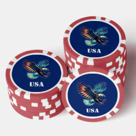 American Eagle Patriotic Flag Blau Pokerchips