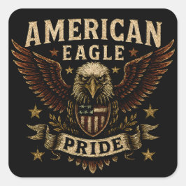 American Eagle Pride – Bold USA Freedom Quadratischer Aufkleber