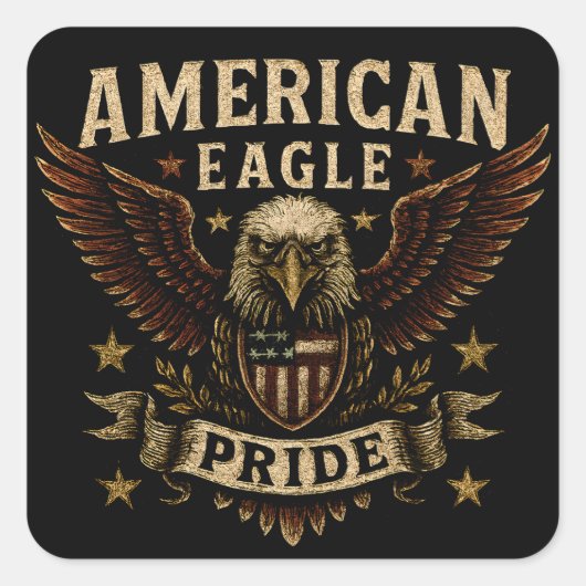 American Eagle Pride – Bold USA Freedom Quadratischer Aufkleber (Vorderseite)