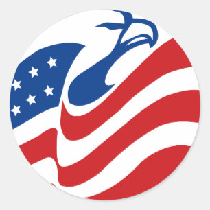 American Eagle Red White Stars Flag Runder Aufkleber