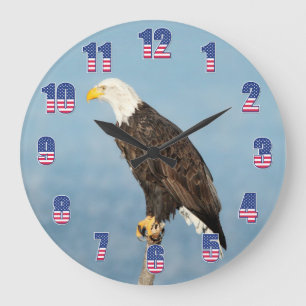 American Eagle US Flagge Große Wanduhr