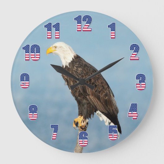 American Eagle US Flagge Große Wanduhr (Vorderseite)