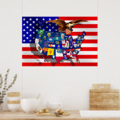 American Eagle USA Flaggen-Karte der USA Poster (Küche)