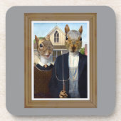 American Eichhörnchen Gothic - lustig Getränkeuntersetzer (Vorderseite)