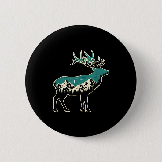 American Elk Lover Dad Retro Hunting Button (Vorderseite)