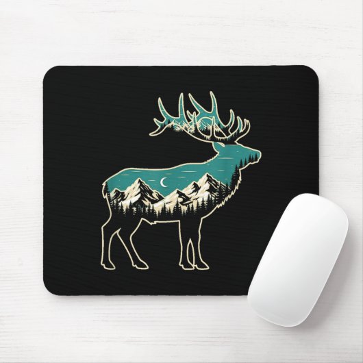 American Elk Lover Dad Retro Hunting Mousepad (Mit Mouse)