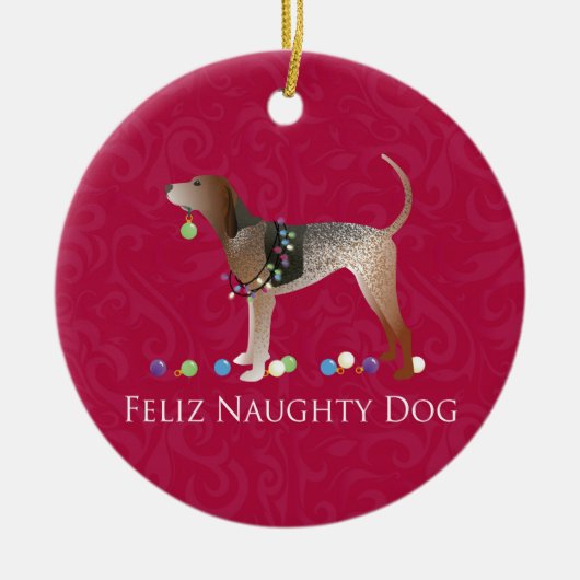 American English Coonhound Christmas Keramik Ornament (Vorne)
