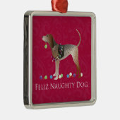 American English Coonhound Christmas Silbernes Ornament (Rechts)