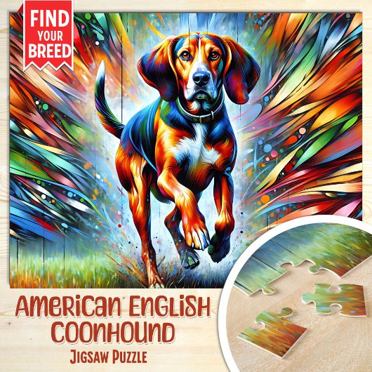 American English Coonhound Dog Acrylic Portrait Puzzle