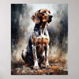 American English Coonhound Dog Art Print Poster