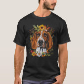 American English Coonhound Dog Floral Sunflower Co T-Shirt (Vorderseite)