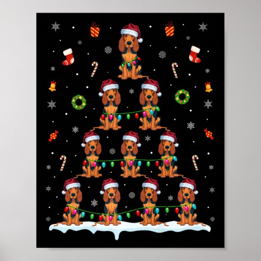 American English Coonhound Dog Xmas Tree Light for Poster (Vorne)