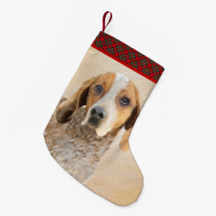 American English Coonhound Gemälde - Hundekunst Kleiner Weihnachtsstrumpf