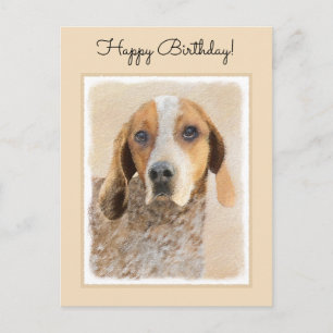 American English Coonhound Gemälde - Hundekunst Postkarte