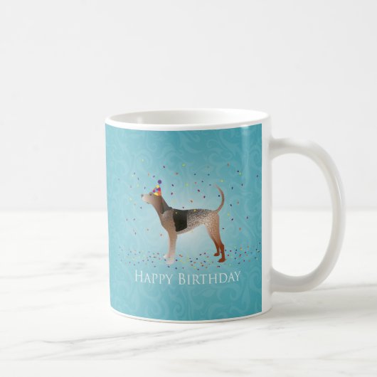 American English Coonhound Happy Birthday Design Kaffeetasse (Rechts)