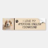 American English Coonhound Painting - Dog Art Autoaufkleber (Vorne)