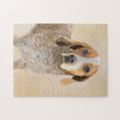 American English Coonhound Painting - Dog Art Puzzle (Horizontal)