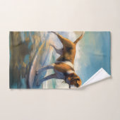 American English Foxhound Beach Surfing Painting Badhandtuch Set (Handtuch)