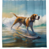 American English Foxhound Beach Surfing Painting Duschvorhang (Vorderseite)