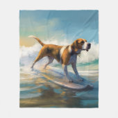 American English Foxhound Beach Surfing Painting Fleecedecke (Vorderseite)