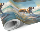 American English Foxhound Beach Surfing Painting Geschenkpapier (Rolleneckpunkt)