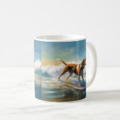 American English Foxhound Beach Surfing Painting Kaffeetasse (VorderseiteRechts)