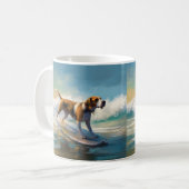American English Foxhound Beach Surfing Painting Kaffeetasse (Vorderseite Links)