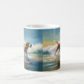 American English Foxhound Beach Surfing Painting Kaffeetasse (Mittel)