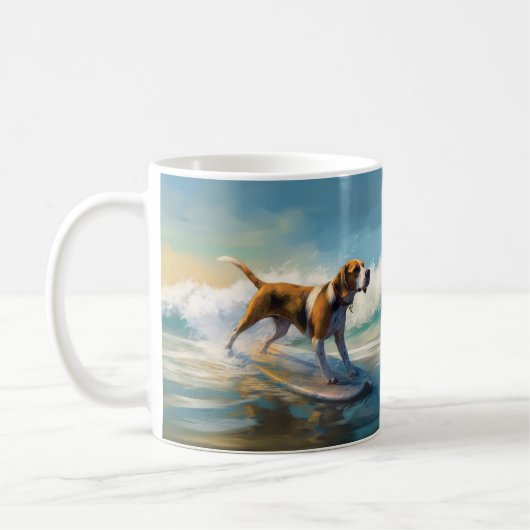 American English Foxhound Beach Surfing Painting Kaffeetasse (Links)