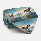 American English Foxhound Beach Surfing Painting Krawatte (Gerollt)
