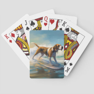 American English Foxhound Beach Surfing Painting Spielkarten