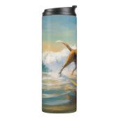 American English Foxhound Beach Surfing Painting Thermosbecher (Nach links gedreht)