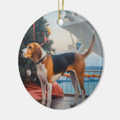 American English Foxhound Christmas Cruise Holiday Keramik Ornament (Links)