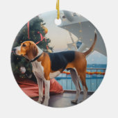 American English Foxhound Christmas Cruise Holiday Keramik Ornament (Hinten)