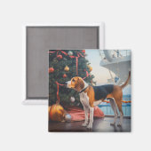American English Foxhound Christmas Cruise Holiday Magnet (Vorderseite/Rückseite)