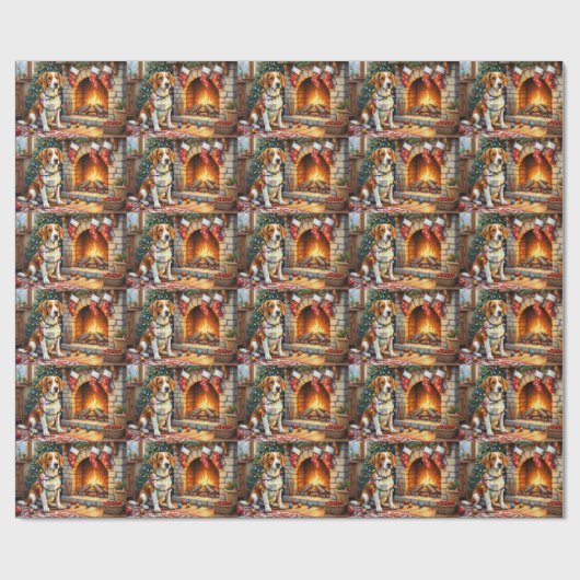 American English Foxhound Christmas Lights Geschenkpapier (Flach)