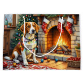 American English Foxhound Christmas Lights Große Geschenktüte (Vorderseite)