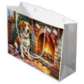 American English Foxhound Christmas Lights Große Geschenktüte (Rückseite Schrägansicht)