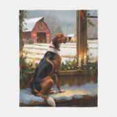American English Foxhound Christmas Lights Holiday Fleecedecke (Vorderseite)