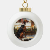 American English Foxhound Christmas Lights Holiday Keramik Kugel-Ornament (Vorderseite)