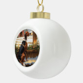 American English Foxhound Christmas Lights Holiday Keramik Kugel-Ornament (Rechts)