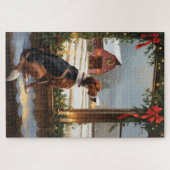 American English Foxhound Christmas Lights Holiday Puzzle (Horizontal)