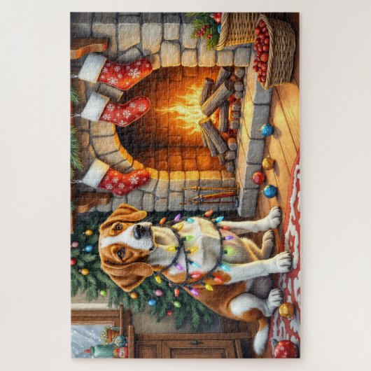 American English Foxhound Christmas Lights Puzzle (Vertikal)