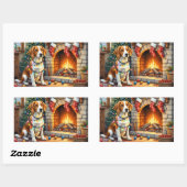 American English Foxhound Christmas Lights Rechteckiger Aufkleber (Blatt)