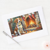 American English Foxhound Christmas Lights Rechteckiger Aufkleber (Umschlag)